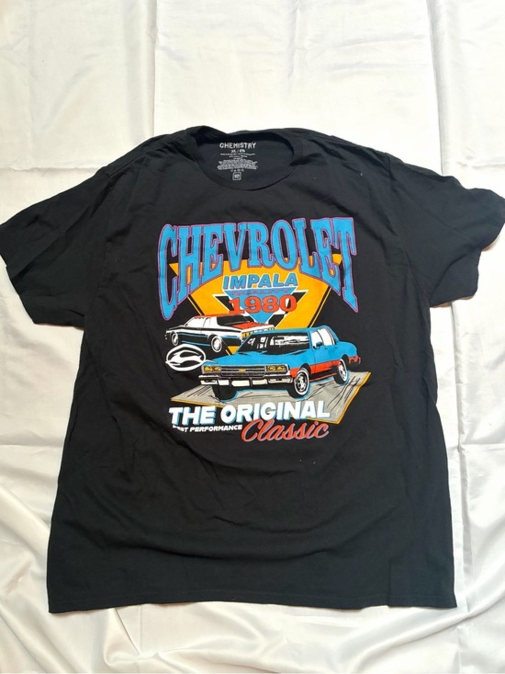 Chevrolet Impala 1980 Original Classic Graphic T-Shirt GM Chemistry XL Black